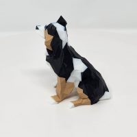 3D printed low polygon design of an Australian Shepherd.