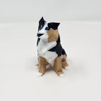 3D printed low polygon design of an Australian Shepherd.